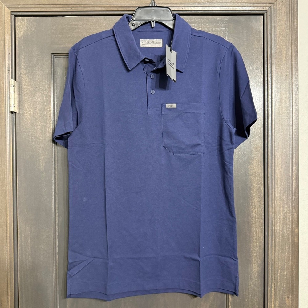 FIGS PRO Mens Technical Pique Scrub Polo Navy Blue Small NWT